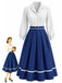 [Prévente] Robe évasée effet deux pièces à revers, bordure contrastée et ceinture Années 1950