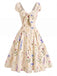 [Prévente] Robe Beige Encolure Cœur Wildflower Nœud Années 1950 2