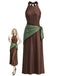 [Prévente] Robe ajustée marron en satin à col Halter et foulard Années 1930 - 1