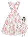 [Prévente] Robe Florale à Col V et Taille Cintrée Rose Années 1950
