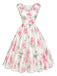 [Prévente] Robe Florale à Col V et Taille Cintrée Rose Années 1950