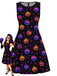 [Prévente] Robe noire évasée à citrouille sombre pour Halloween années 1960