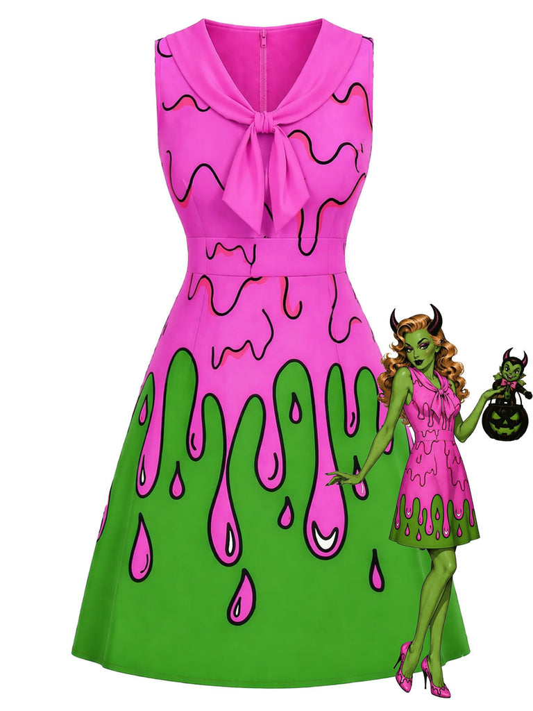 [Prévente] Robe Sans Manches Col Lavallière Slime Effrayant Années 1960
