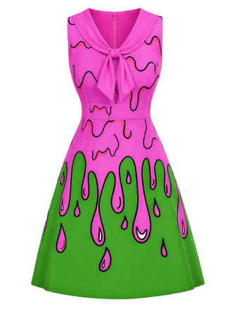 [Prévente] Robe Sans Manches Col Lavallière Slime Effrayant Années 1960 2