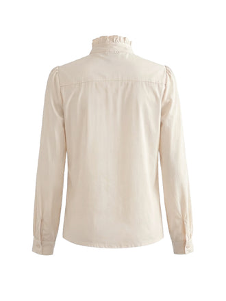 [Prévente] Blouse ivoire à col volanté avec nœud années 1940