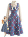 [Prévente] Ensemble 2 pièces blouse à col volanté avec nœud et robe à pois années 1950
