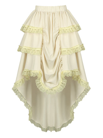 Jupe Beige Dentelle Victorienne Superposée Asymétrique Années 1950