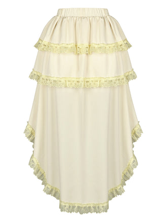 Jupe Beige Dentelle Victorienne Superposée Asymétrique Années 1950 2