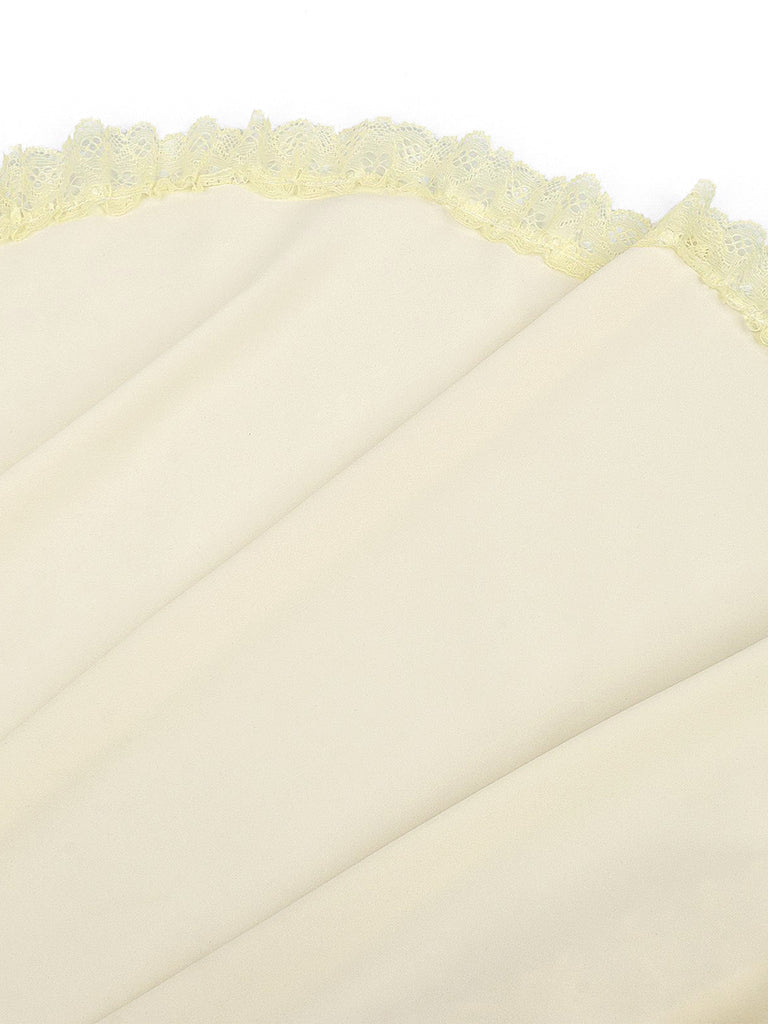 Jupe Beige Dentelle Victorienne Superposée Asymétrique Années 1950 5