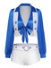 3PCS Bleu et Blanc Star Imprimé Cheerleader Top et Shorts et Vest