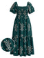 [Grande Taille] Robe Longue Verte Style Bohème Col Carré Années 1970
