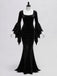 Robe Sirène Noire Velours Manches Évasées Inspirée Morticia Années 1930 4