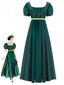 Robe Taille Empire Manches Bouffantes Contrastée Années 1930