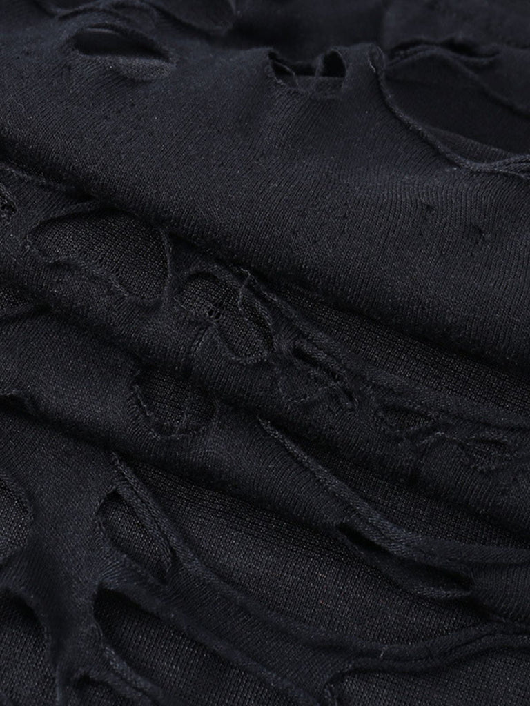 Robe caraco noire Halloween effet vieilli et ajouré Années 1960