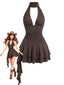 Mini-robe gothique dos nu découpes volants et clous années 60