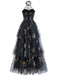 Robe Longue Satin Mesh Dos-Nu Broderie Florale à Volants Étagés Années 1930 4