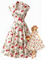[Prévente] Robe Évasée Blanche Cerises Col Cœur Années 1950