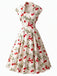 [Prévente] Robe Évasée Blanche Cerises Col Cœur Années 1950