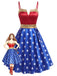 [Prévente] Robe Wonder Woman Étoile Imprimé Évasé Fête Années 1950