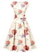 [Prévente] Robe Ivoire Rose Floral Vintage Nœud Midi Années 1950 2