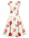 [Prévente] Robe Ivoire Rose Floral Vintage Nœud Midi Années 1950 3