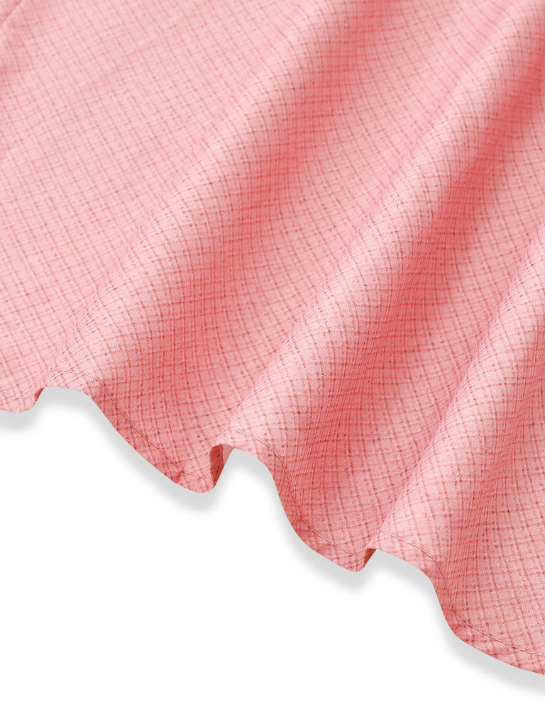 Robe en Velours à Col Cœur et Tablier et Top en Dentelle Rose Années 1950