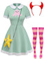 Ensemble de costume de cosplay Star Butterfly Vert années 50