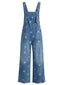 Salopette Bleue à Jambes Larges Florale Denim Années 1940
