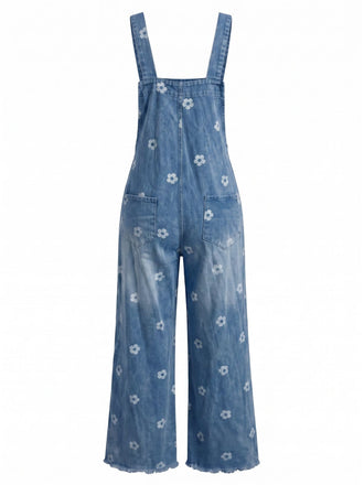 1940s Floral Denim Patchwork Classic Jumpsuit 2