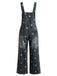 Salopette noire à Jambes Larges Florale Denim Années 1940
