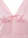 Robe Florale à Col V avec Nœud aux Épaules Rose Années 1940