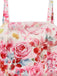 Robe Rose Floral Sans Manches Midi Années 1940