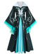 Halloween Noir et Bleu Éclair Sorcier Cape Costume Robe Années 1940