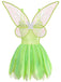 Robe de fée verte scintillante à ourlet feuillage avec ailes années 1950