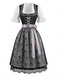 3PCS Top Évasé et Robe à Col Carré et Tablier en Dentelle Noir Années 1950