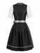 3PCS Top Évasé et Robe à Col Carré et Tablier en Dentelle Noir Années 1950
