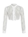 Blouse Courte Blanche Dentelle Col Mao à Volants Années 1950