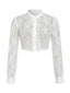 Blouse Courte Blanche Dentelle à Volants Années 1950
