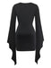 Robe Gothique Squelette à Lacets et Manches Évasées Noir Années 1970
