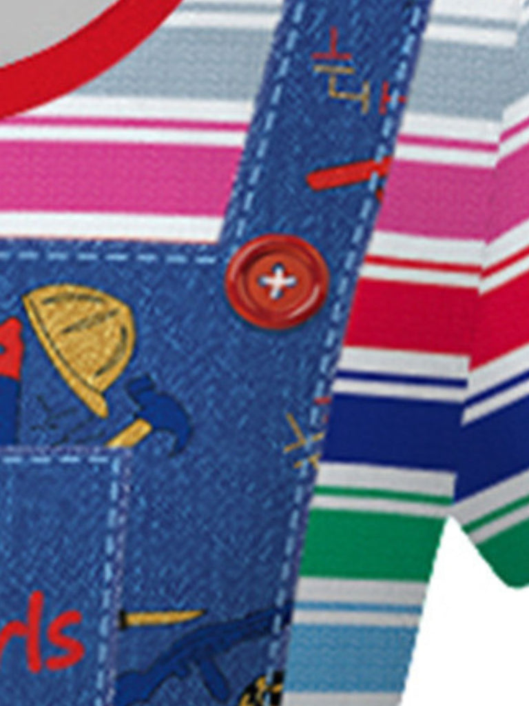 Robe Graphique en Denim à Rayures Arc-en-Ciel Bleu Années 1940