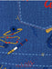 Robe Graphique en Denim à Rayures Arc-en-Ciel Bleu Années 1940