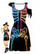Robe d’Halloween à imprimé squelette et coupe évasée années 1940