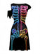 Robe d’Halloween à imprimé squelette et coupe évasée années 1940
