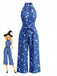 Combinaison Bleue Étoile Lune Dos-Nu Jambes Larges Halloween Années 1930