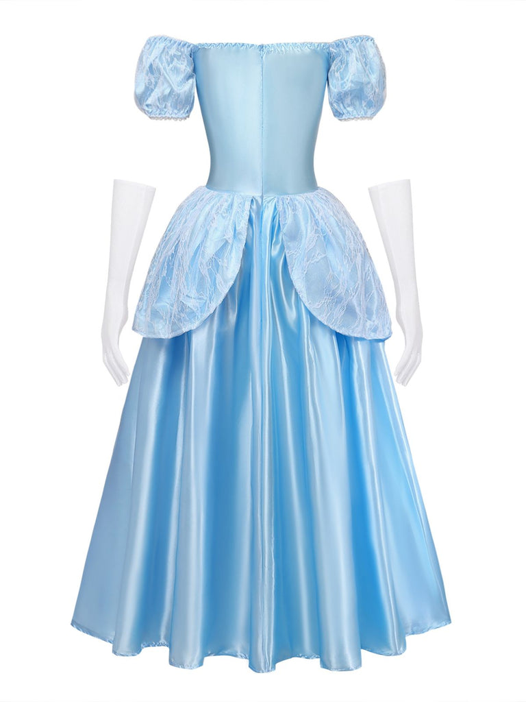 Set Robe Costume Princesse Cendrillon Bleu Clair Années 1970