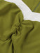 Robe Évasée Verte Col Cœur Panneau Contrasté Années 1950 3