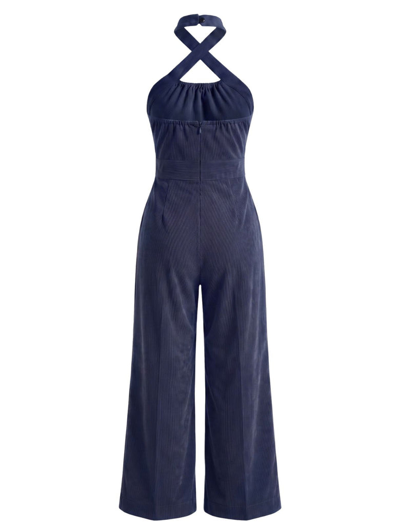 Combinaison Corduroy Croix Halter Col Jambes Larges Années 1950