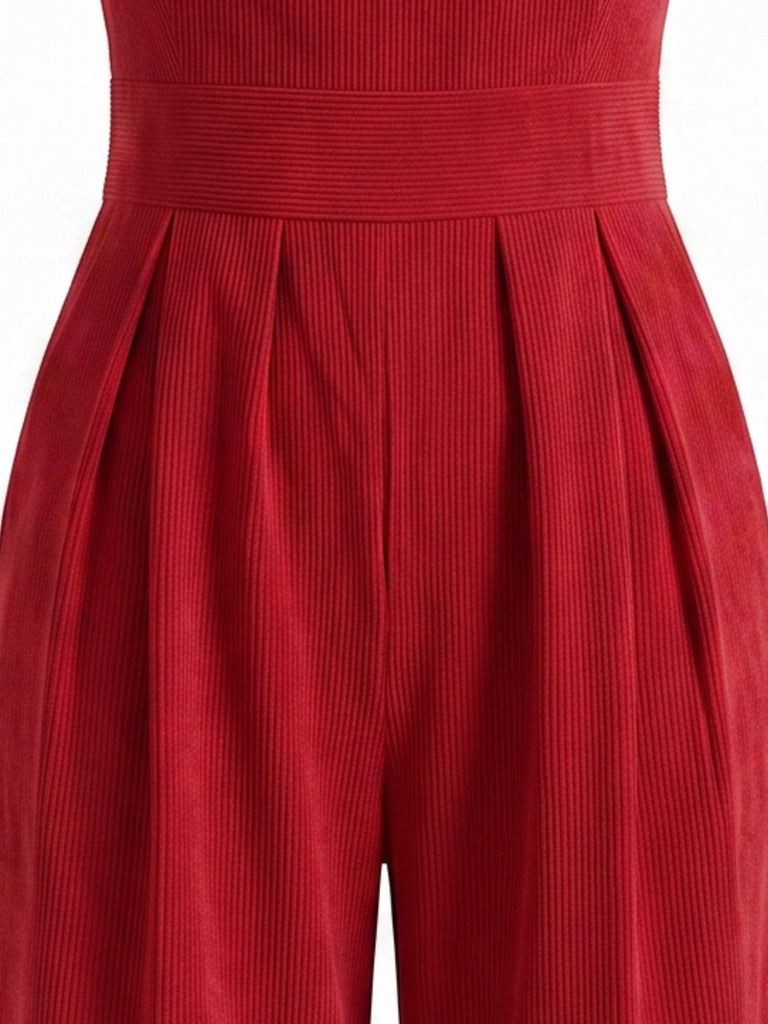 Combinaison Corduroy Croix Halter Col Jambes Larges Années 1950