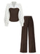 Ensemble deux pièces à rayures contrastées, haut manches longues et pantalon années 1960 - 4