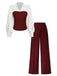 Ensemble deux pièces à rayures contrastées, haut manches longues et pantalon années 1960 - 7